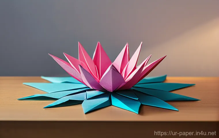 종이공예를 배우는 방법 - **Prompt 1: Elegant Origami Display**
"A beautifully lit, artistic studio table showcasing a col...