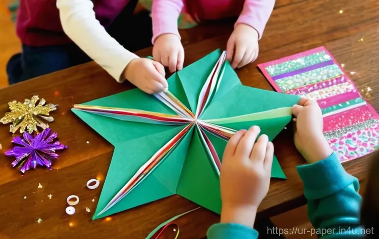 종이로 만든 크리스마스 장식 - Prompt 1: Festive Family Crafting Session**