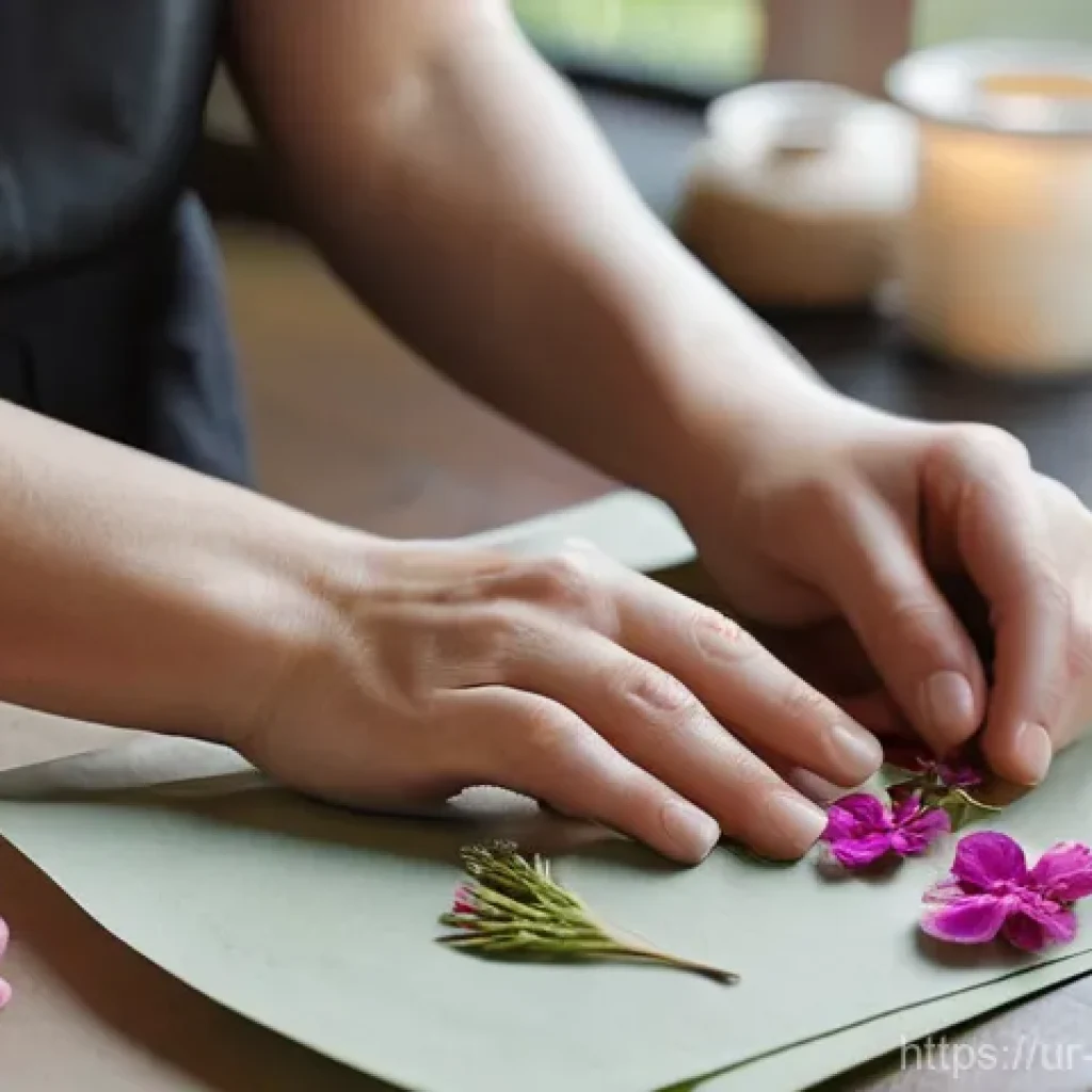 종이와 자연 소재 결합 - **Prompt 1: "A beautifully composed tabletop display showcasing a magical fusion of natural elements...