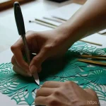 종이 아트 스타일 - **Prompt:** A highly detailed, photorealistic image of a skilled artisan's hands meticulously workin...